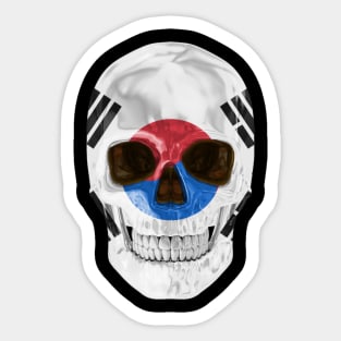 South Korea Flag Skull - Gift for South Korean With Roots From South Korea Sticker